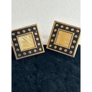 Swank Mens Mother Of Pearl Tie Bar Cuff Links Square Vintage Gold Tone Vintage